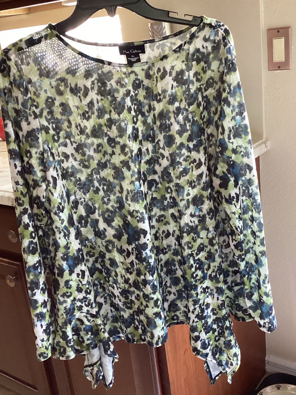 Nue Options Blue Green Multi High-Low Floral Skirt